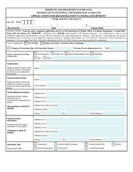Form TAN Application for Registration Tanning Equipment - Rhode Island