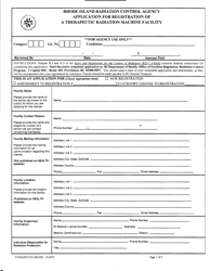 Application for Registration of a Therapeutic Radiation Machine Facility - Rhode Island