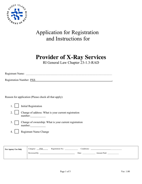 Application for Registration for Provider of X-Ray Services - Rhode Island Download Pdf