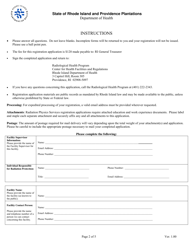 Application for Registration for Provider of X-Ray Services - Rhode Island, Page 2