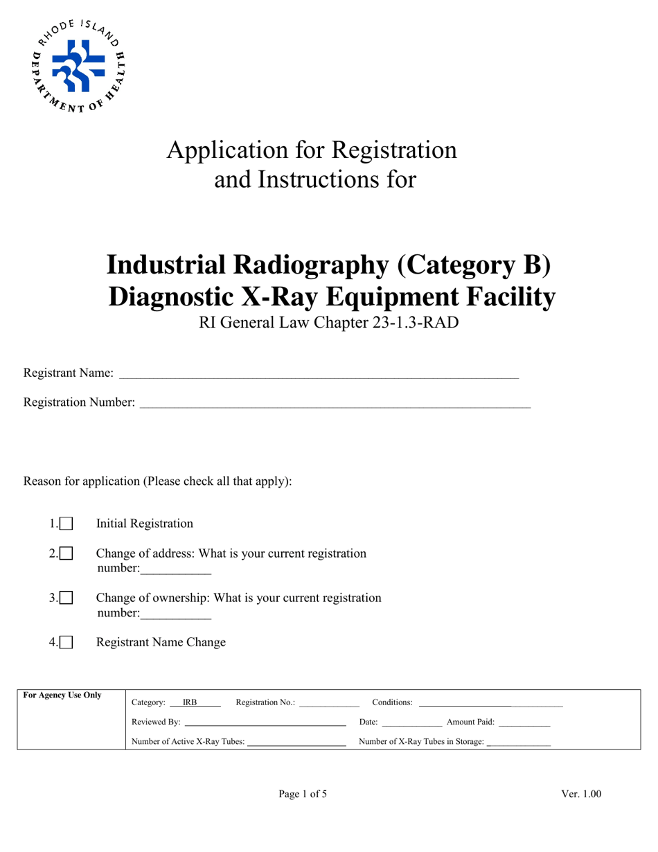 Rhode Island Application for Registration for Industrial Radiography ...