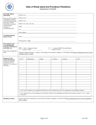 Application for Registration for Industrial Radiography (Category B) Diagnostic X-Ray Equipment Facility - Rhode Island, Page 4