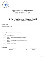 Application for Registration for X-Ray Equipment Storage Facility - Rhode Island
