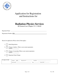 Application for Registration for Radiation Physics Services - Rhode Island