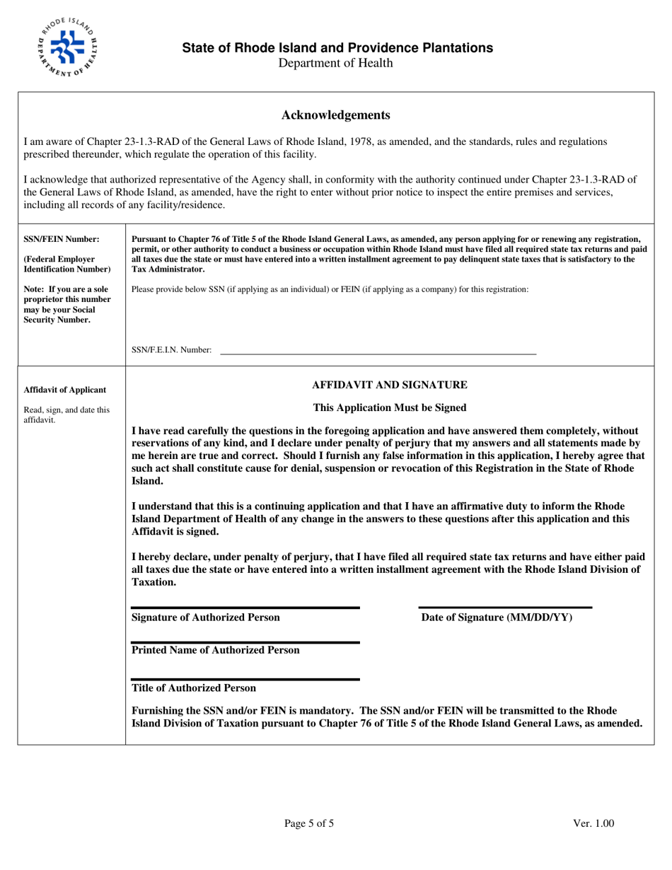 Application for Registration for Radiation Physics Services - Rhode Island, Page 5