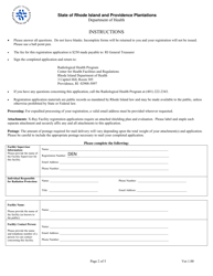 Application for Registration for Rad Diagnostic X-Ray Equipment Facility - Rhode Island, Page 2