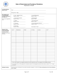 Application for Registration for Rad Diagnostic X-Ray Equipment Facility - Rhode Island, Page 4