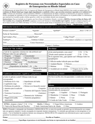 Document preview: Registro De Personas Con Necesidades Especiales En Caso De Emergencias En Rhode Island - Rhode Island (Spanish)