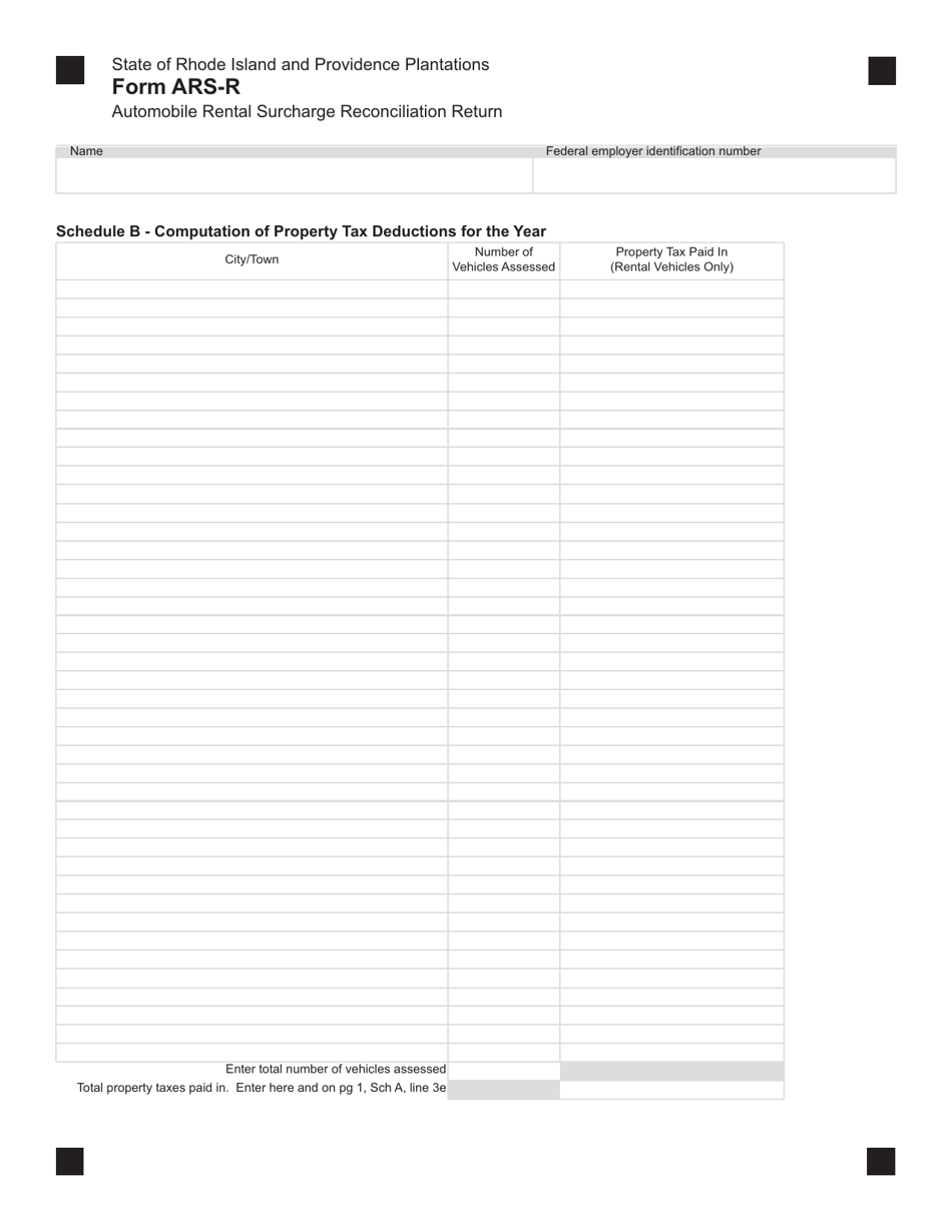 Form ARS-R Rental Vehicle Surcharge Reconciliation Return - Rhode Island, Page 2