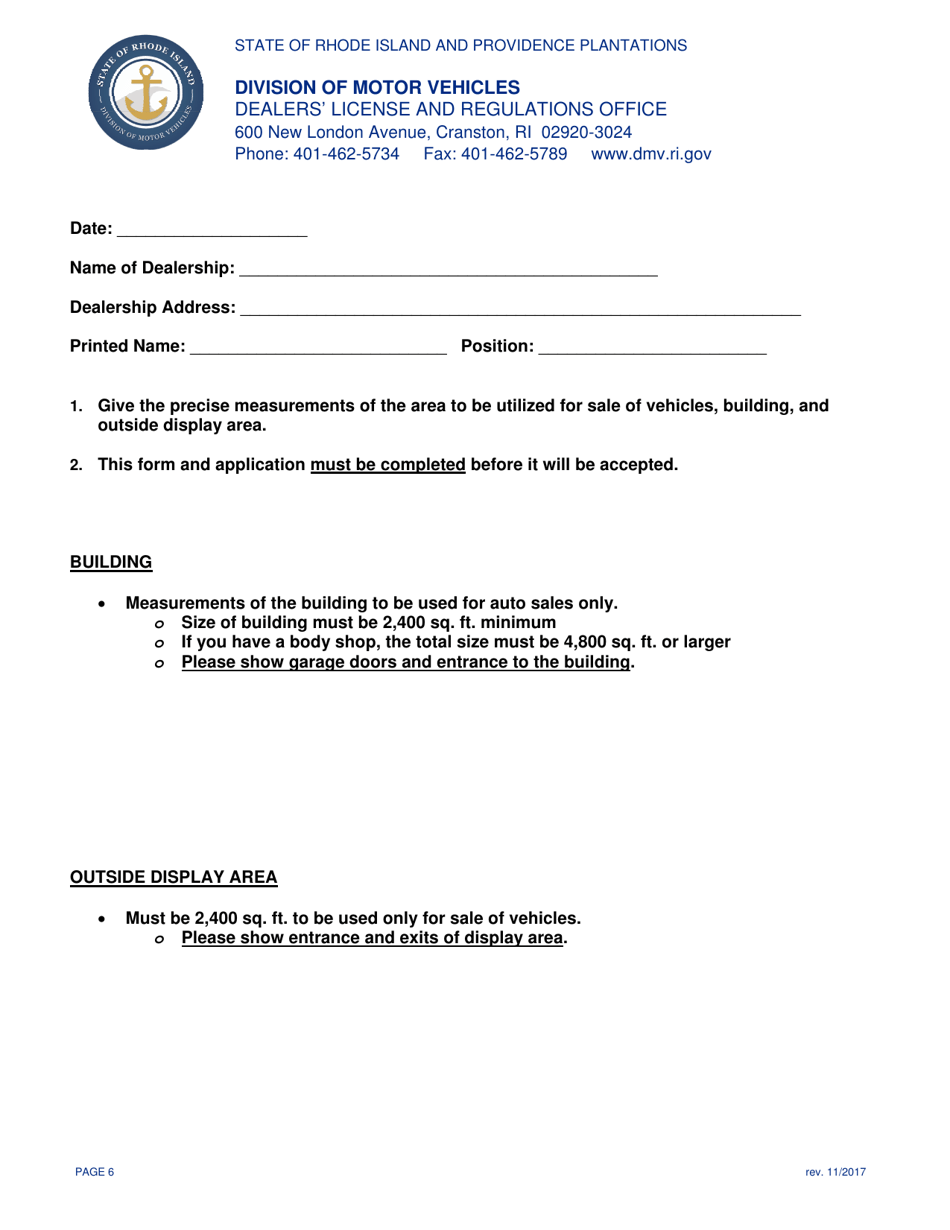 Application for Change in Corporate Officers - Rhode Island, Page 6