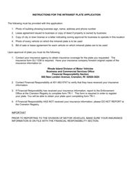 Intransit Plate Application Form - Rhode Island, Page 2