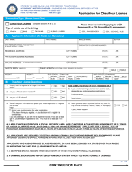 Document preview: Application for Chauffeur License - Rhode Island