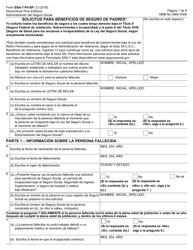Document preview: Form SSA-7-F6-SP Solicitud Para Beneficios De Seguro De Padres (English/Spanish)