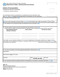 Form 112 Articles of Incorporation for a Domestic Professional Service Corporation - Rhode Island, Page 3