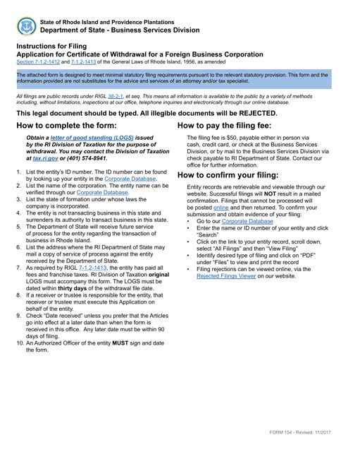 Form 154  Printable Pdf