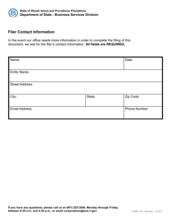 Form 154 Application for Certificate of Withdrawal for a Foreign Business Corporation - Rhode Island, Page 3