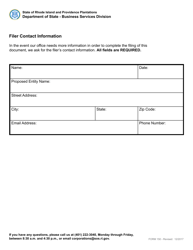 Form 150 Application for Certificate of Authority by a Foreign Business Corporation - Rhode Island, Page 7