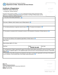 Form 350 Application for Certificate of Registration for a Limited Partnership - Rhode Island, Page 3