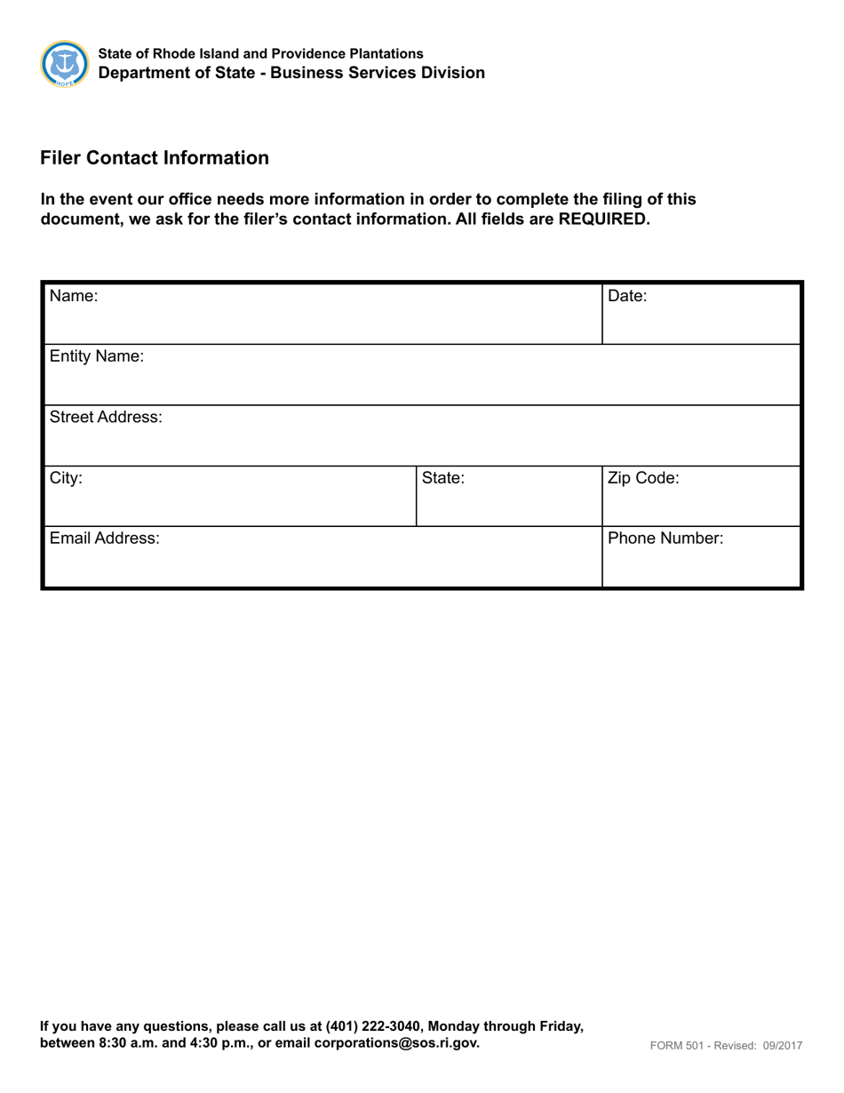 Form 501 Statement of Notice of Withdrawal for a Limited Liability Partnership - Rhode Island, Page 3