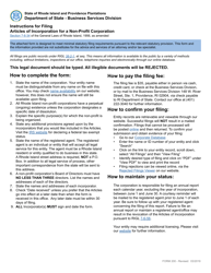 Form 200 Articles of Incorporation - Domestic Non-profit Corporation - Rhode Island