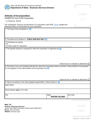 Form 200 Articles of Incorporation - Domestic Non-profit Corporation - Rhode Island, Page 2