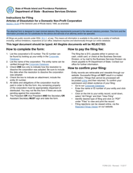 Form 203 Articles of Dissolution - Domestic Non-profit Corporation - Rhode Island