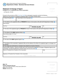 Form 641 Statement of Change of Agent - Domestic or Foreign Non-profit Corporation - Rhode Island, Page 2