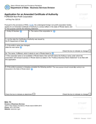Form 251 Application for an Amended Certificate of Authority - Foreign Non-profit Corporation - Rhode Island, Page 2