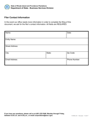 Form 251 Application for an Amended Certificate of Authority - Foreign Non-profit Corporation - Rhode Island, Page 4