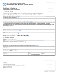 Form 250 Application for Certificate of Authority for a Non-profit Corporation - Rhode Island, Page 2