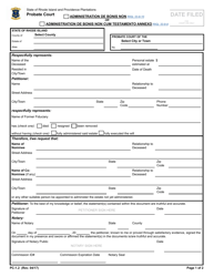 Document preview: Form PC-1.2 Administration De Bonis Non or Administration De Bonis Non Cum Testamento Annexo - Rhode Island