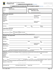 Form PC-1.2 Administration De Bonis Non or Administration De Bonis Non Cum Testamento Annexo - Rhode Island