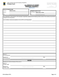Document preview: Form PC10.2 Allowance of Exempt Personal Property - Rhode Island