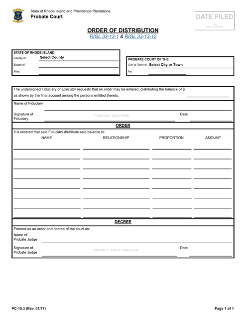 Form PC-10.3  Printable Pdf