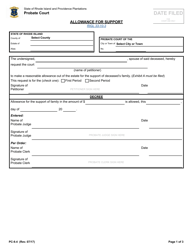 Form PC-9.4 Allowance for Support of Family - Rhode Island
