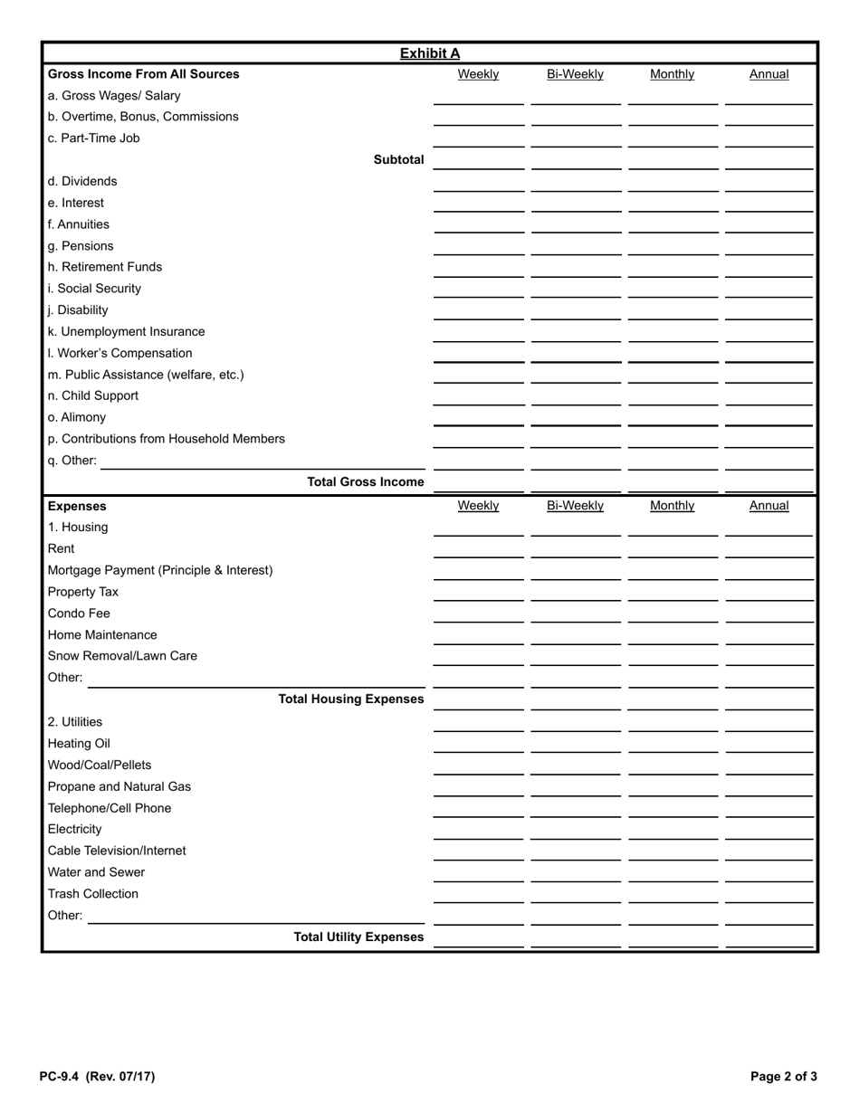 Form PC-9.4 Allowance for Support of Family - Rhode Island, Page 2