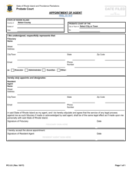 Document preview: Form PC-3.5 Appointment of Agent - Rhode Island