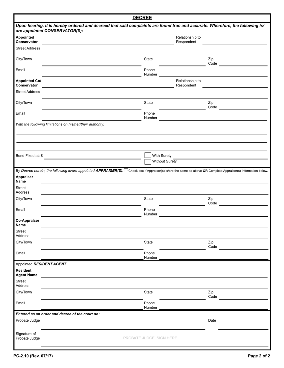 Form PC-2.10 Conservatorship - Rhode Island, Page 2