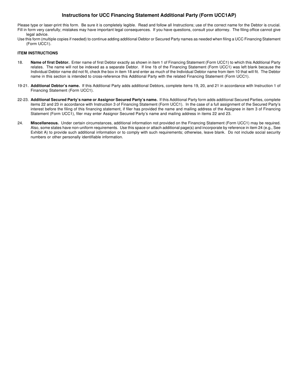 Form UCC1AP Ucc Financing Statement Additional Party - Rhode Island, Page 3