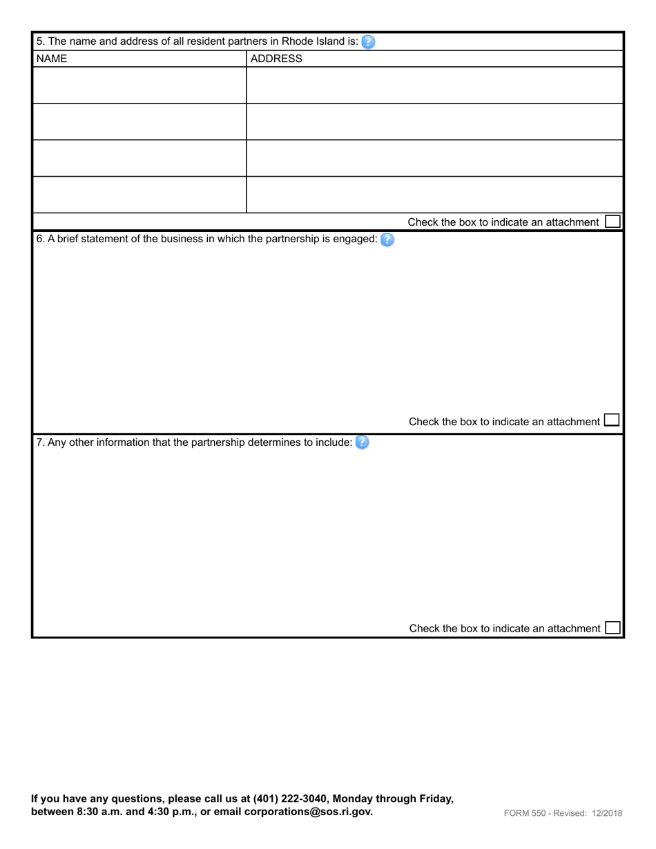 Form 550 Notice of Registration - Foreign Limited Liability Partnership - Rhode Island, Page 4