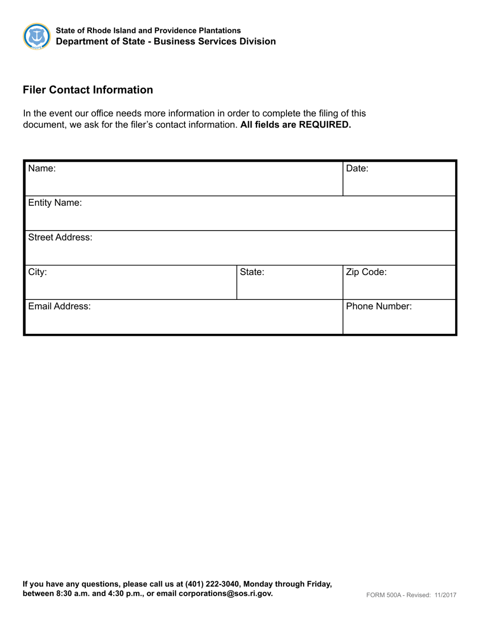 Form 500A Renewal Application for Registered Limited Liability Partnership - Rhode Island, Page 4
