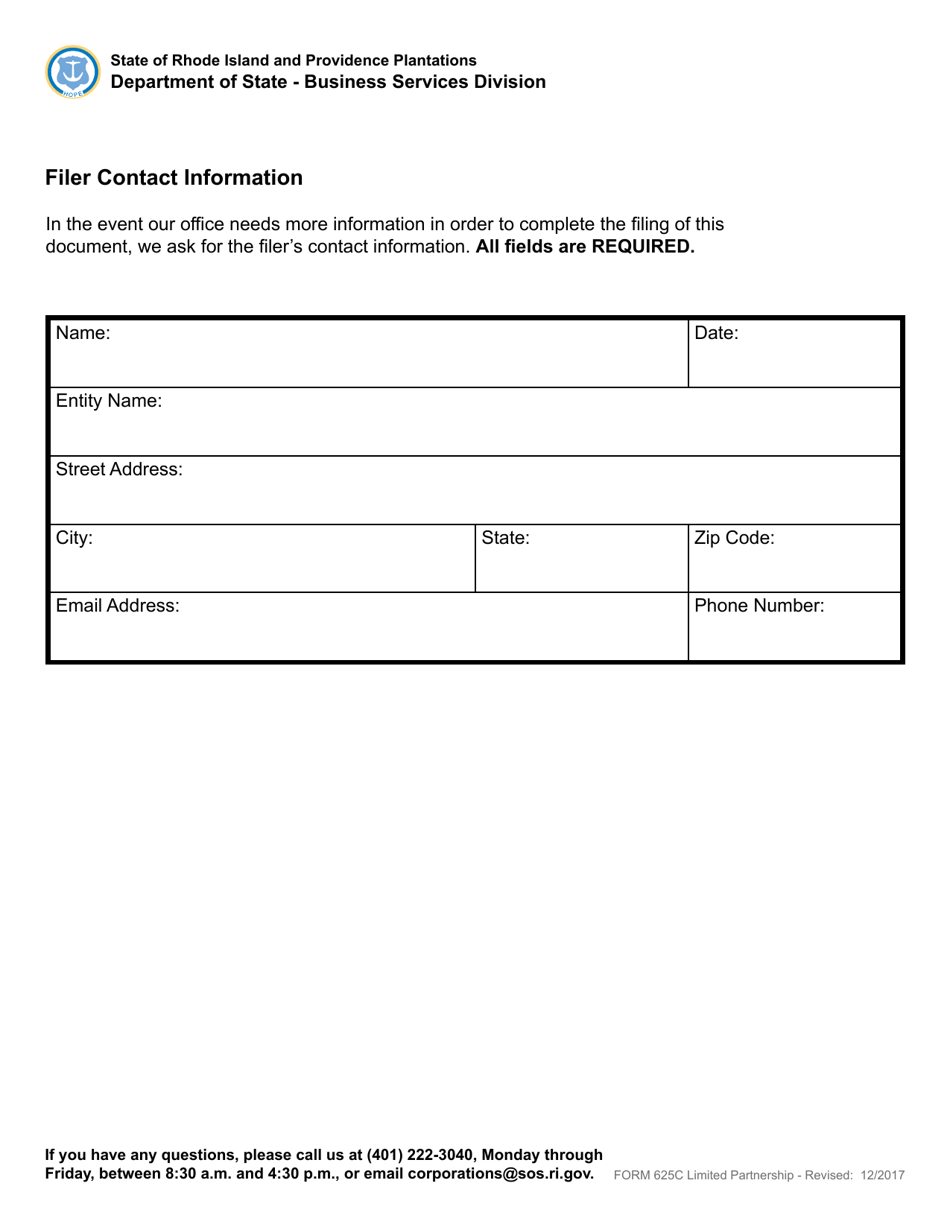 Form 625C Statement of Abandonment of Use of Fictitious Business Name - Rhode Island, Page 3