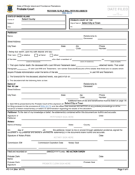 Document preview: Form PC-1.4 Petition to File Will With No Assets - Rhode Island