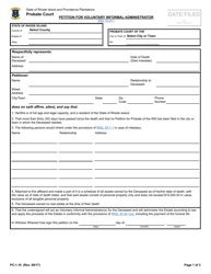 Document preview: Form PC-1.10 Petition for Voluntary Informal Administrator - Rhode Island