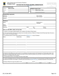 Form PC-1.10 Petition for Voluntary Informal Administrator - Rhode Island