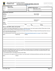 Document preview: Form PC-1.9 Petition for Voluntary Informal Executor - Rhode Island