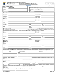 Document preview: Form PC-1.5 Petition for Probate of Will - Rhode Island