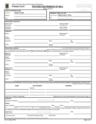 Form PC-1.5 Petition for Probate of Will - Rhode Island