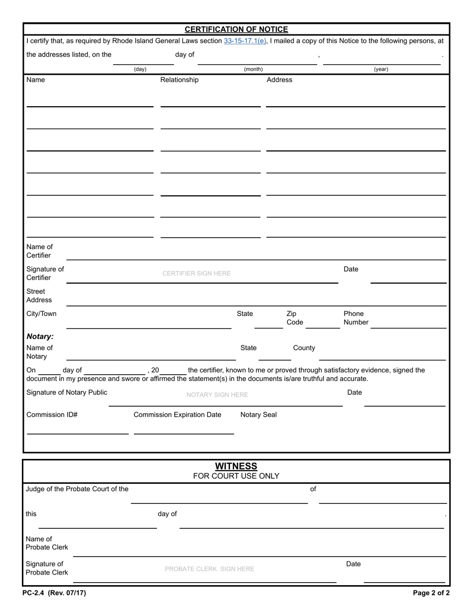 Form PC-2.4 Notice - Rhode Island, Page 2