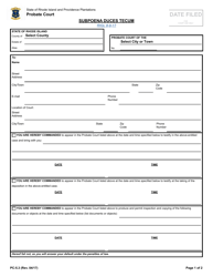 Document preview: Form PC-5.3 Subpoena Duces Tecum - Rhode Island